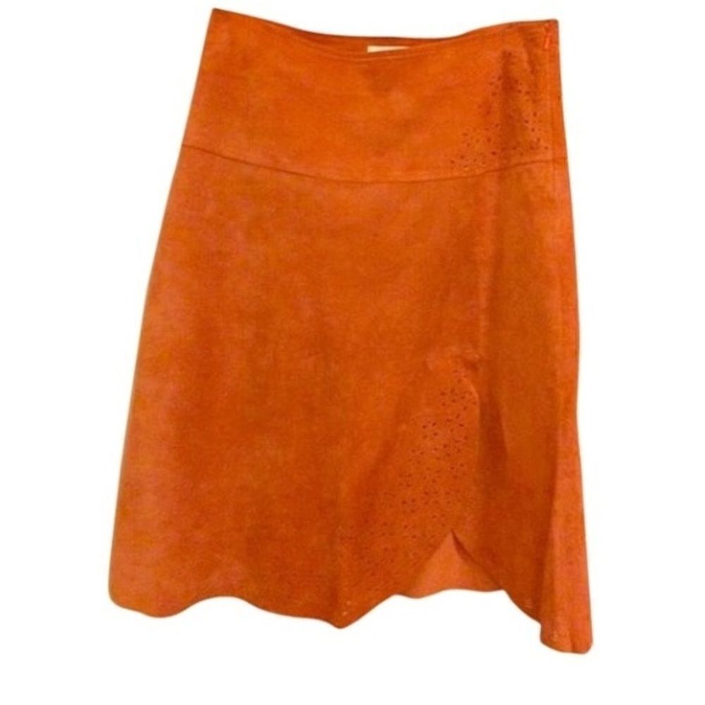 Promod Genuine Italian Suede A-Line Skirt | Size 2 | Burnt Orange - Picture 3 of 5